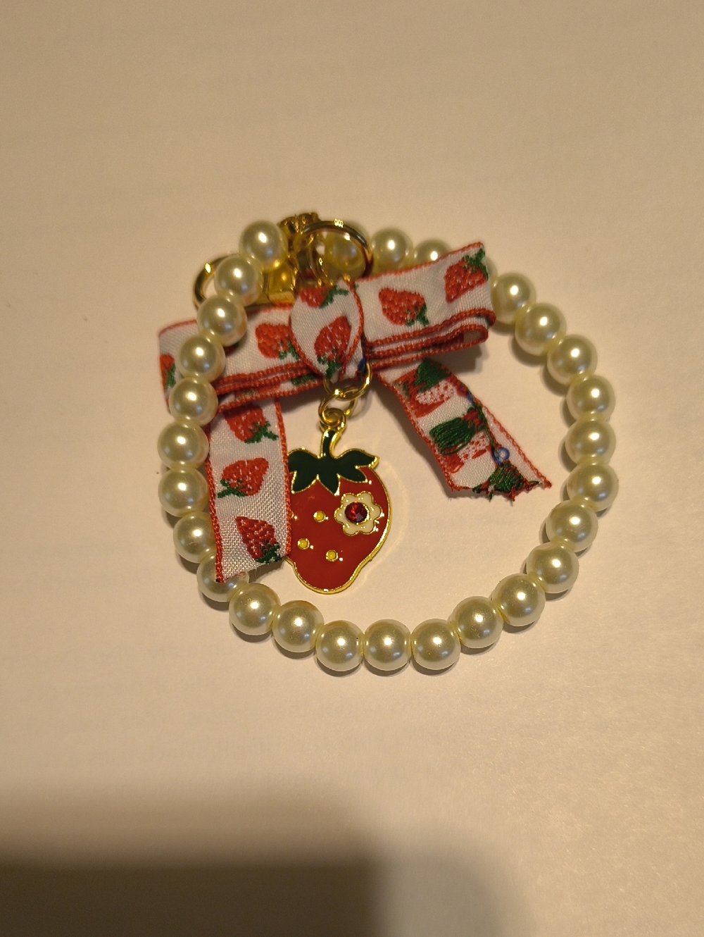 Strawberry And Pearl Bag Charm